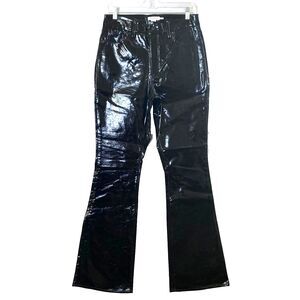 Good American Faux Patent Leather Bootcut Pants Style Size 8/29 Black NWOT